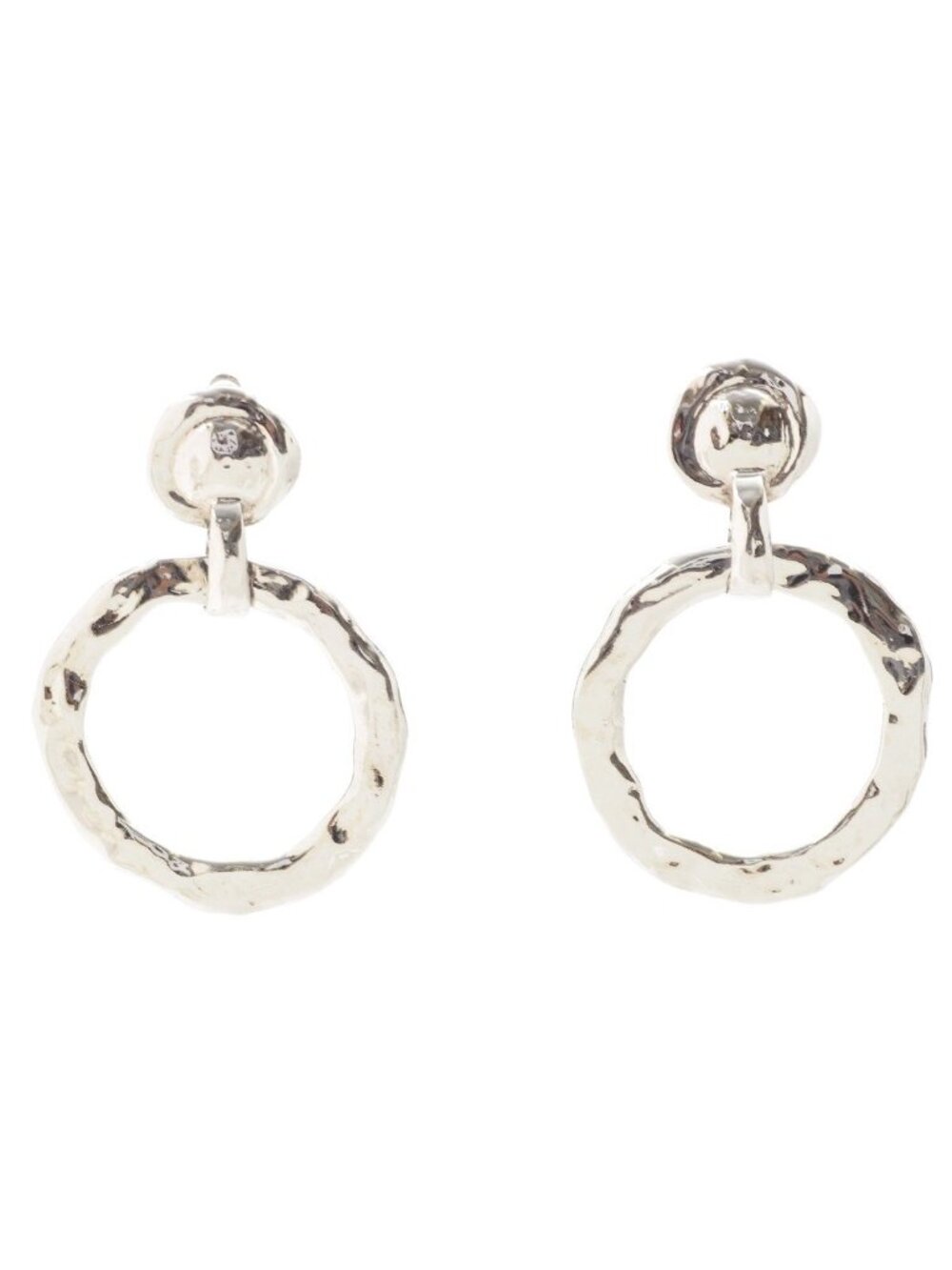 Saint Laurent Circle Hoop Earrings Vintage Silver